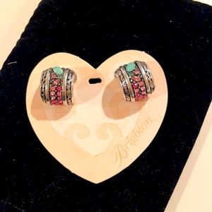 BRIGHTON CRYSTAL VOYAGE PASTEL HUES SWAROVSKI Crystal Silver HugglePost Earrings